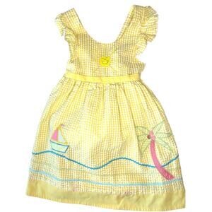 Girls Smocked Sunny Yellow‎ Gingham Sundress 4T